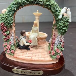 Glynda Turley Courtyard II Garden Couple Figurine 1992 Painted Mixed Materials